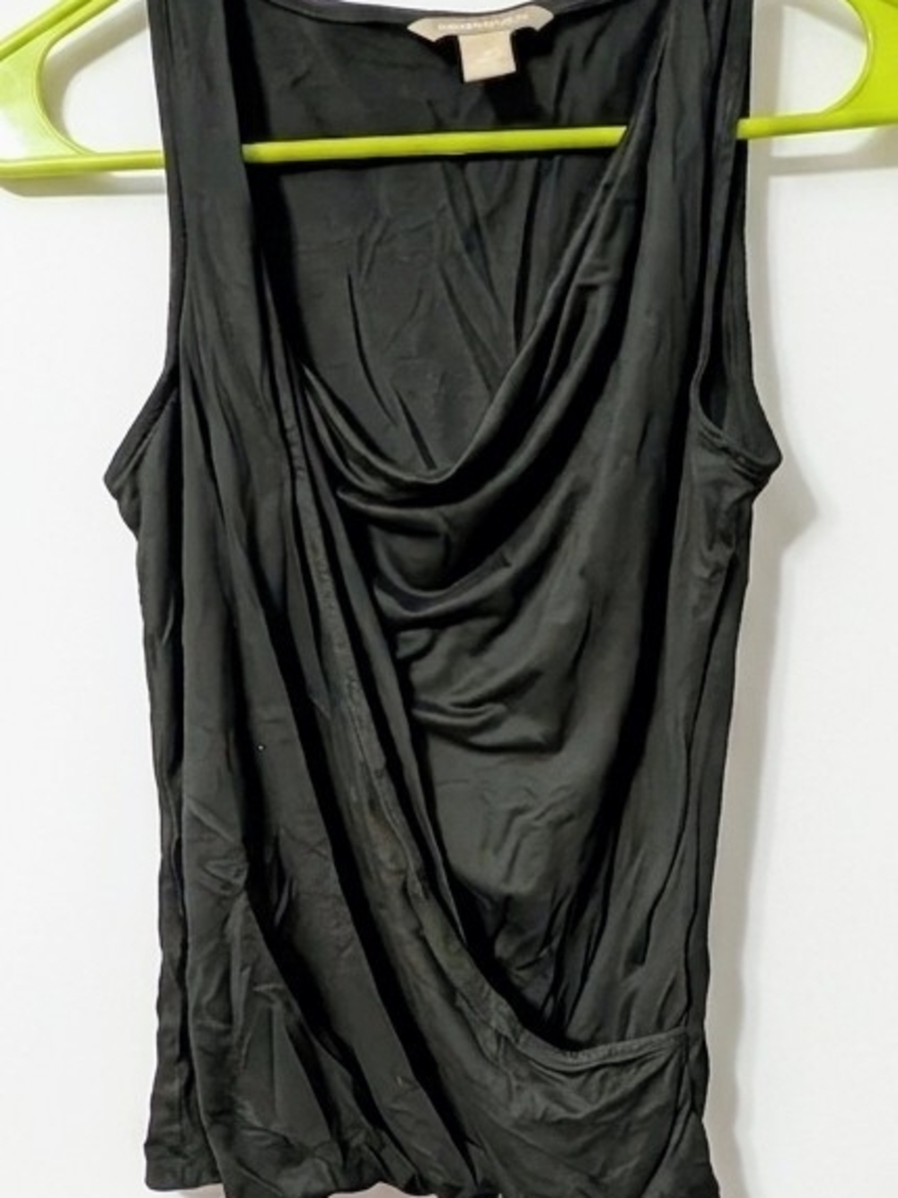 Sleeveless Draped Black Tank Top